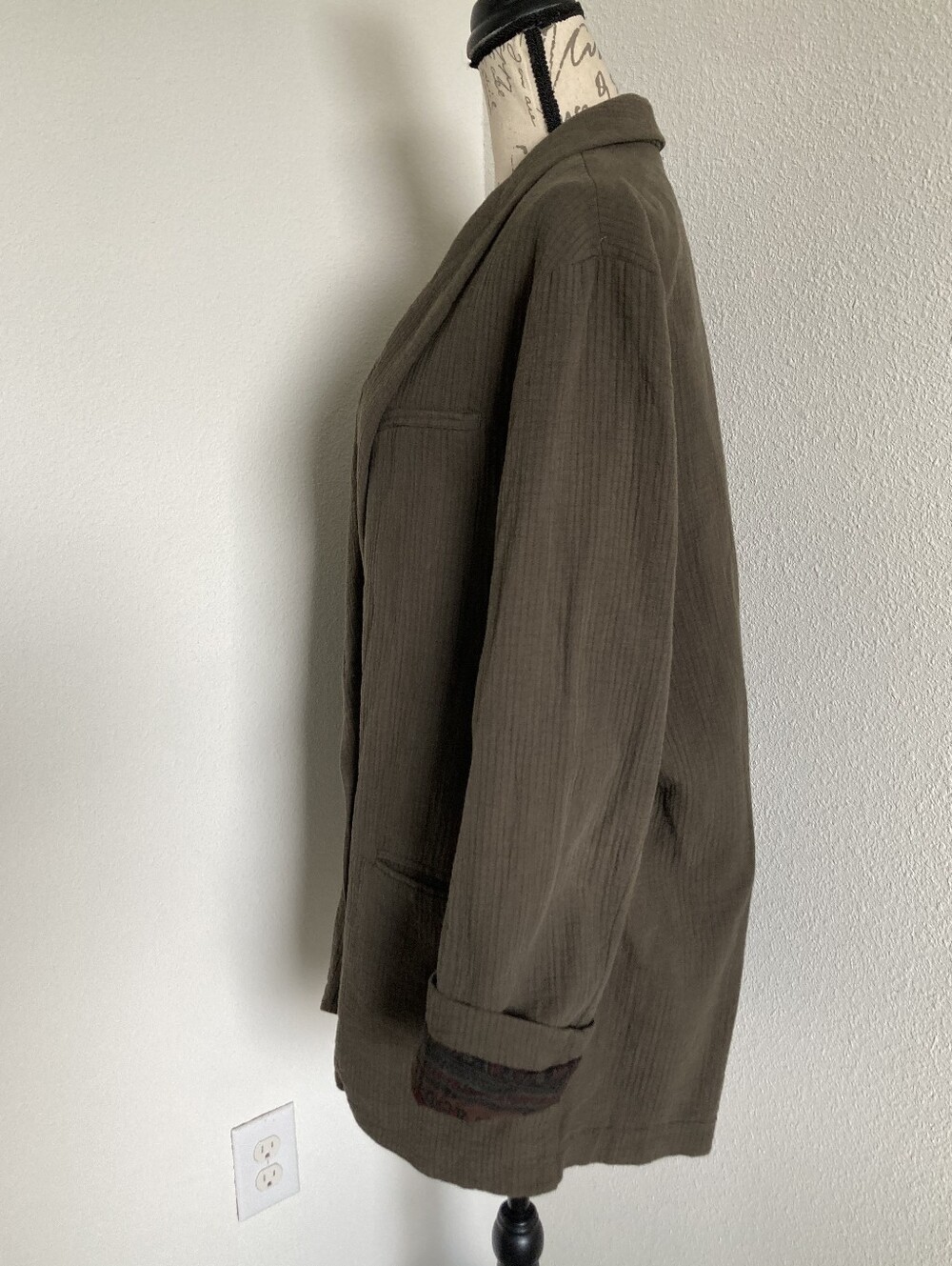 SOLD Free People Rowan Blazer XL Oversized Utility Boho Green Cotton - Picture 11 of 17